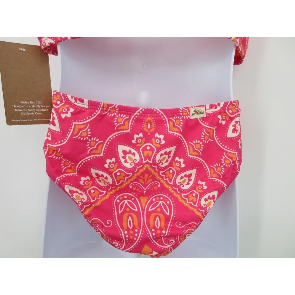 HOBIE GIRLS‎ BANDANA 2 PIECE BIKINI SWIMSUIT Girl's Size 7 PINK